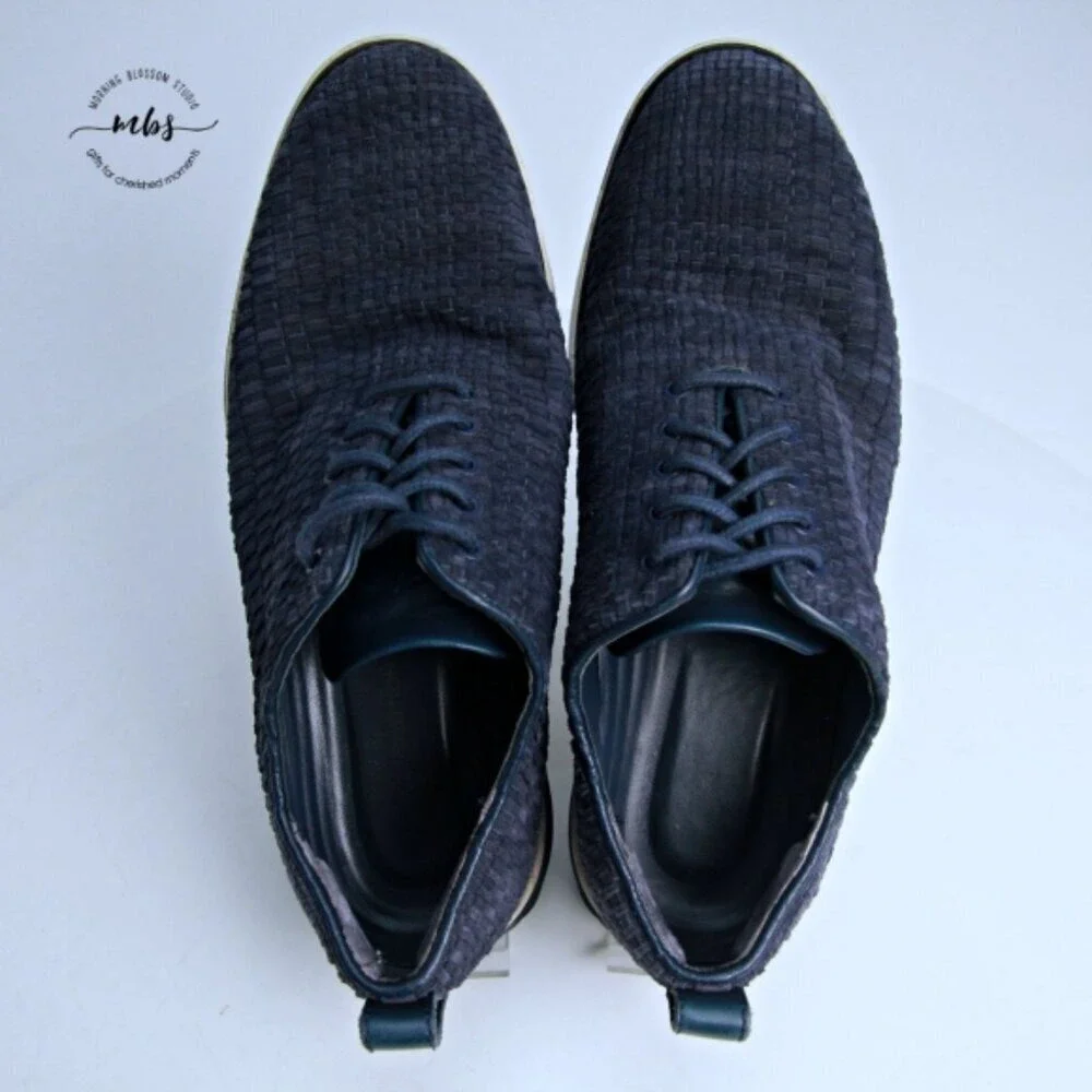 Cole Haan Grand Evolution Oxford Woven Leather Blue Shoes‎ Men 8.5
